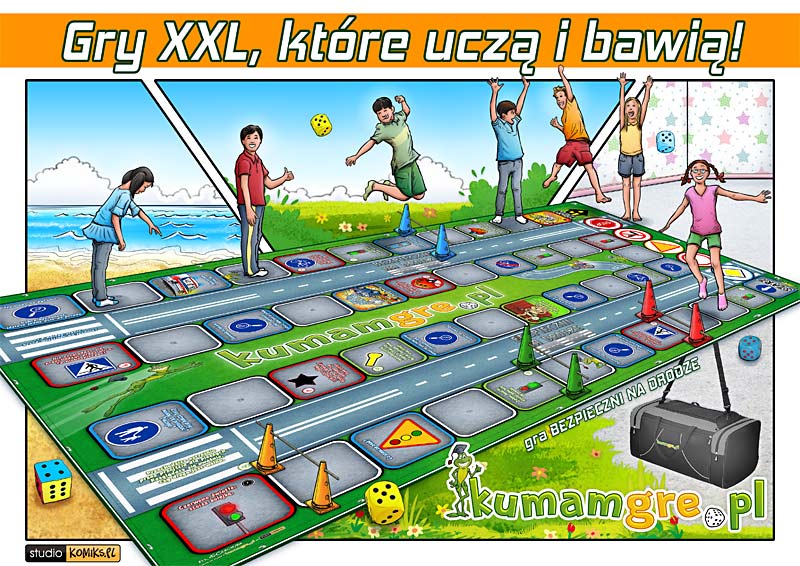 edukacyjna gra planszowa XXL dla dzieci - Dzieci bezpieczne na drodze