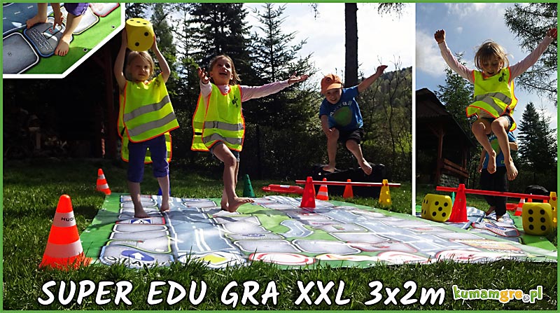 edukacyjna gra planszowa XXL dla dzieci - Bezpieczni na drodze 3x2m