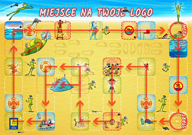 edukacyjna gra planszowa XXL dla dzieci - Bezpieczni nad wod.